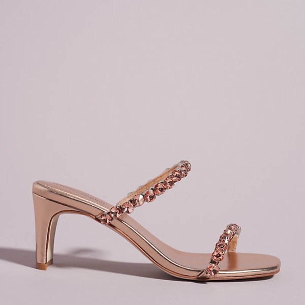Jeffrey Campbell for Anthropologie rose gold embellished heeled sandals